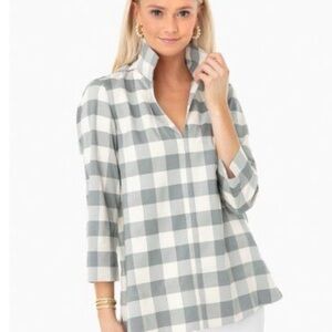 Tuckernuck sage gingham Charlie top size large